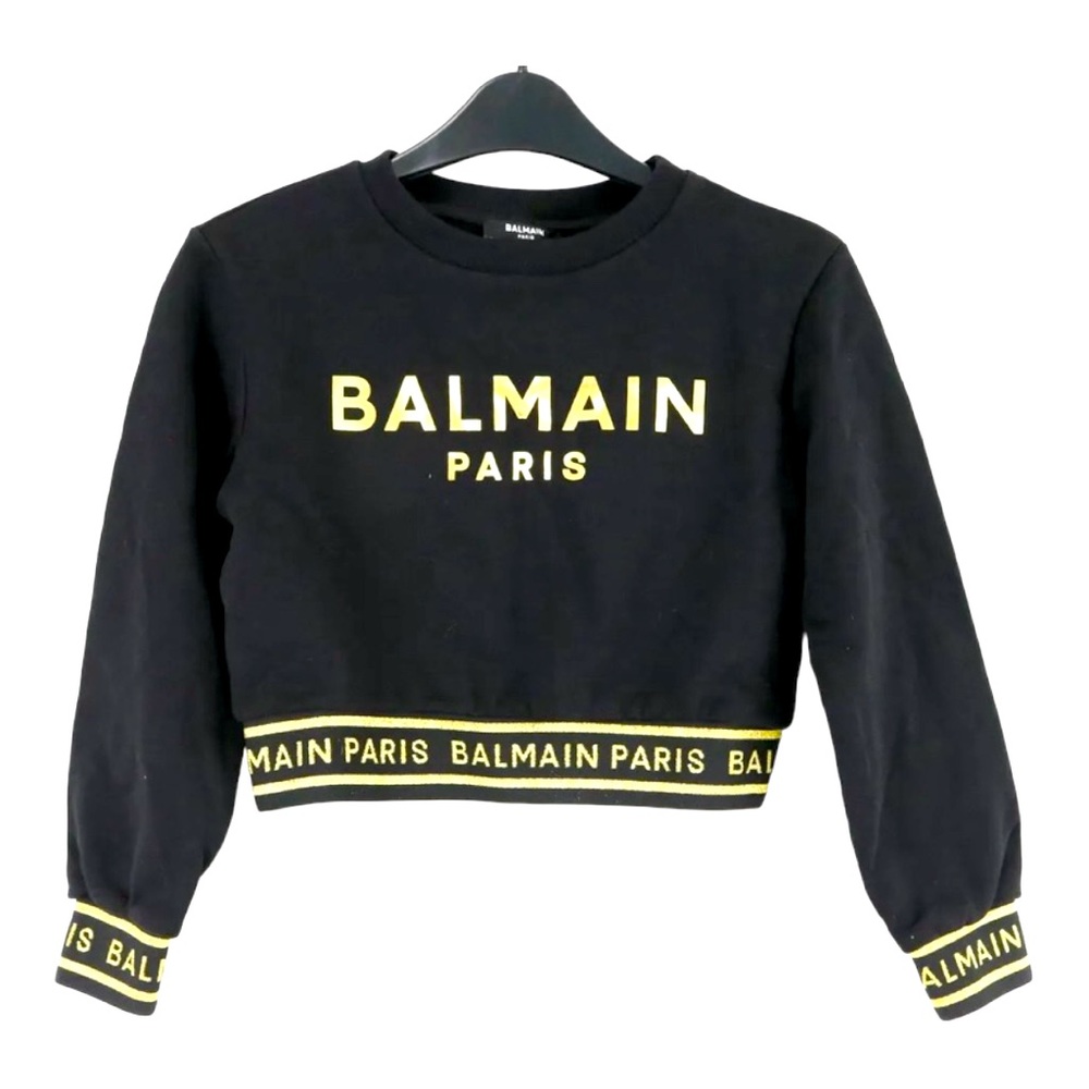 Balmain Black and Gold Long Sleeve Tee